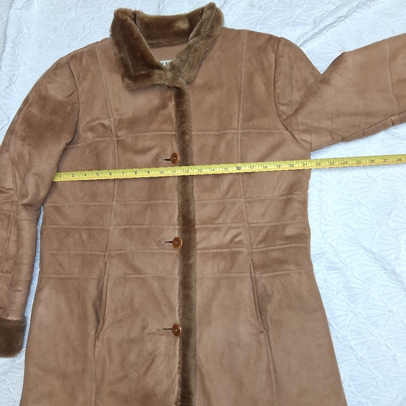 Alfani Outerwear Women Size L Tan Teddy Jacket with Faux Fur Accents - Picture 5 of 16